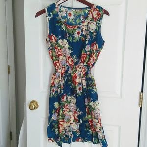 NWOT - Aqua Sleeveless Summer Floral Dress
